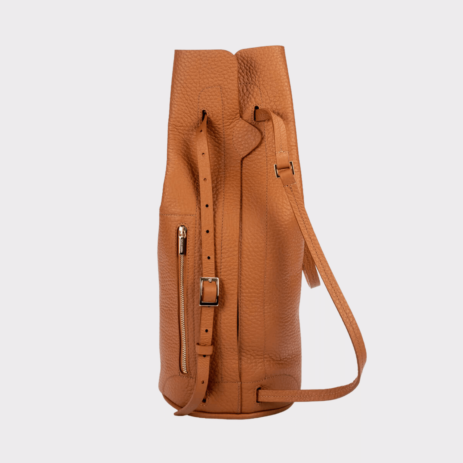 runder Cognac farbener Lederrucksack, Echtleder, Echt Leder Rucksack, Designer Rucksack Damen Cognac, Designer Rucksack für Damen, Leder Rucksack diebstahlsicher, Backpack cognac leather, genuine Leather , langer Zipper YKK