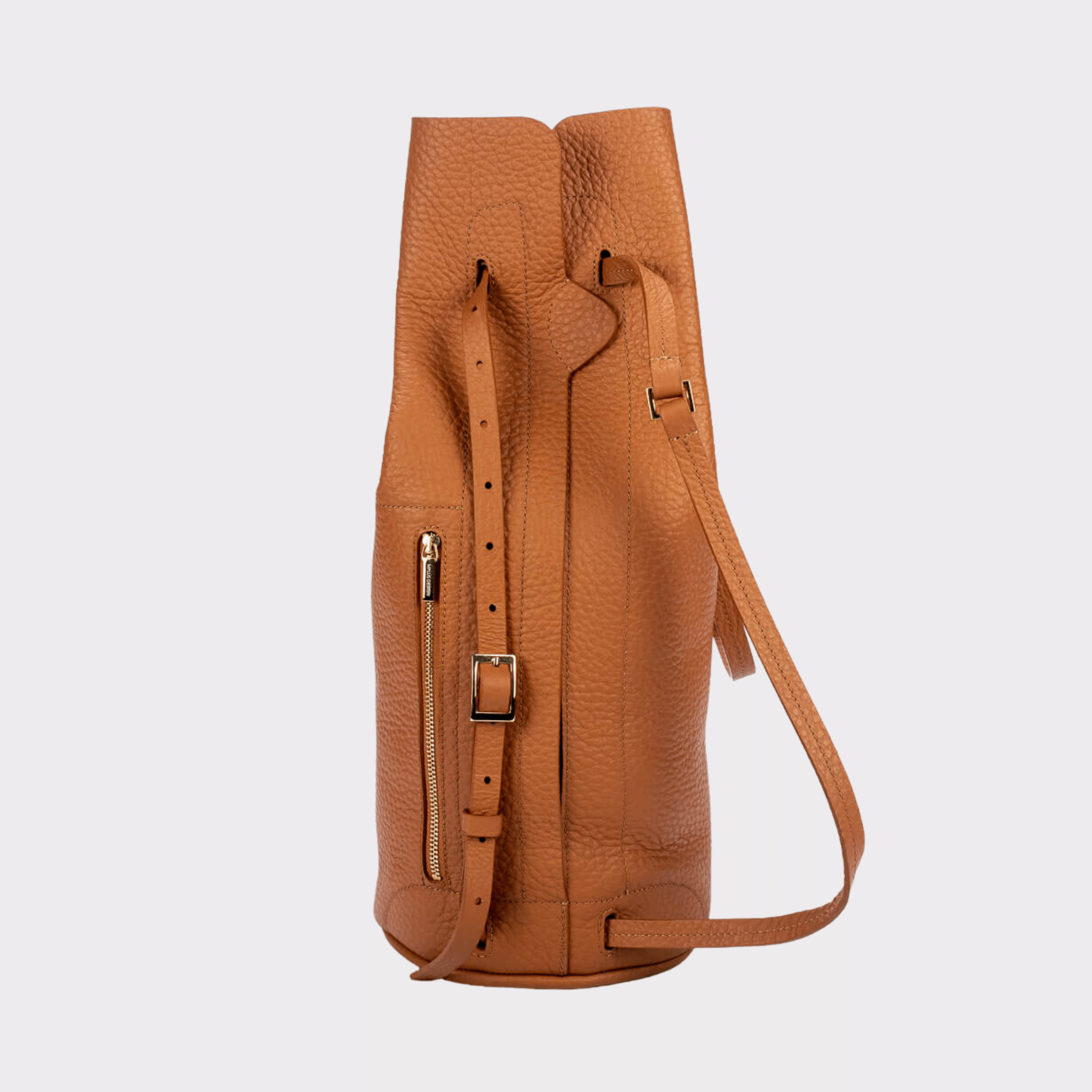 runder Cognac farbener Lederrucksack, Echtleder, Echt Leder Rucksack, Designer Rucksack Damen Cognac, Designer Rucksack für Damen, Leder Rucksack diebstahlsicher, Backpack cognac leather, genuine Leather , langer Zipper YKK