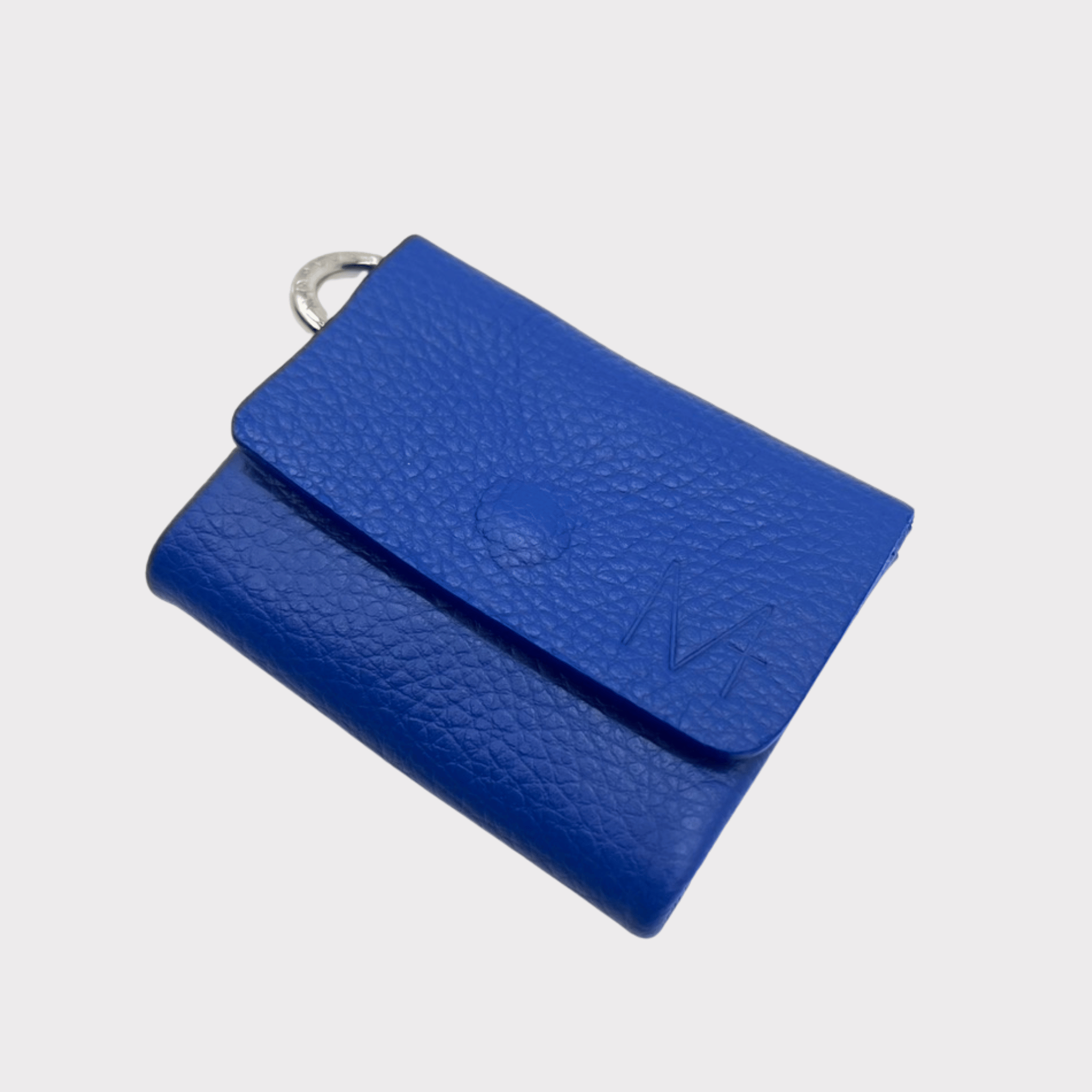 Blaue echt Leder Geldbörse, Kleiner Geldbeutel, Kartenetui, Mini Portemonnaie, Karten- und Geldfächer, Schnappring und Label, designed in Berlin
