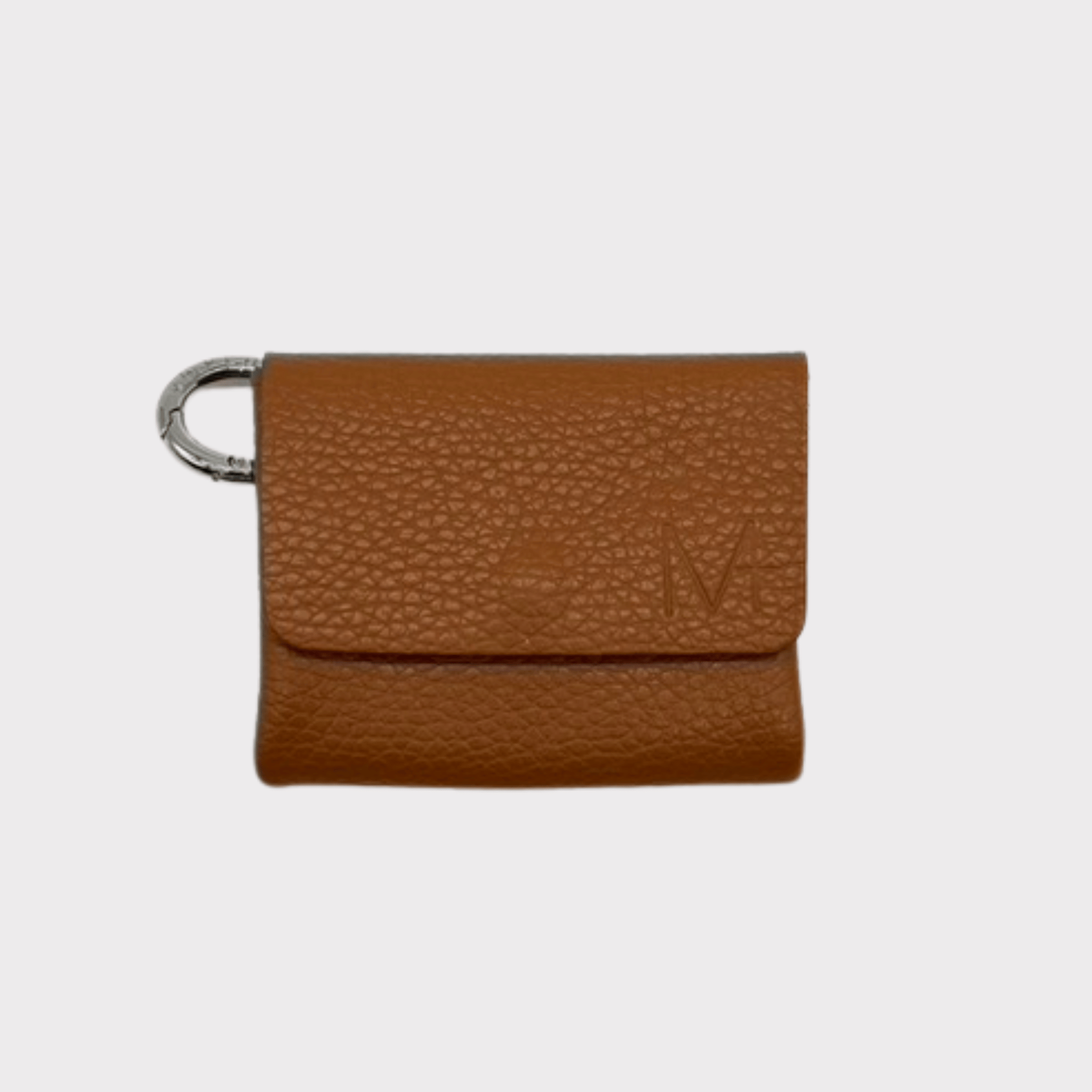 Braune echt Leder Geldbörse, Kleiner Geldbeutel, Kartenetui, Mini Portemonnaie, Karten- und Geldfächer, Schnappring und Label, designed in Berlin