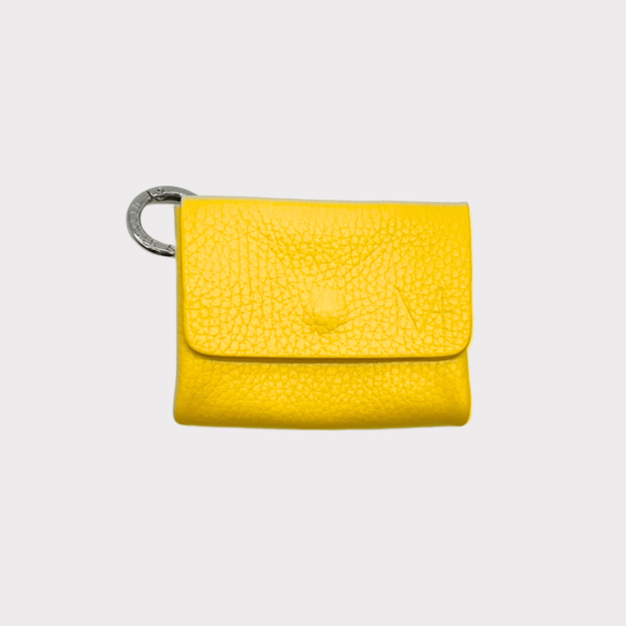 Gelbe echt Leder Geldbörse, Kleiner Geldbeutel, Kartenetui, Mini Portemonnaie, Karten- und Geldfächer, Schnappring und Label, designed in Berlin