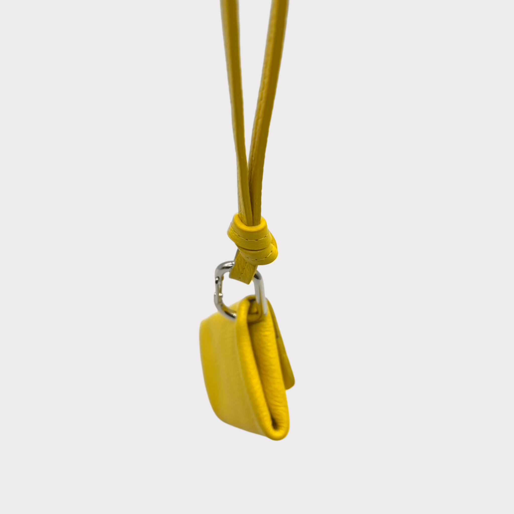 Gelbes Leder Mini Wallet Lanyard – Unisex Geldbeutel zum Umhängen, praktisches und stilvolles Lederportemonnaie für sicheren und bequemen Transport Ihrer wichtigsten Karten und Bargeld.