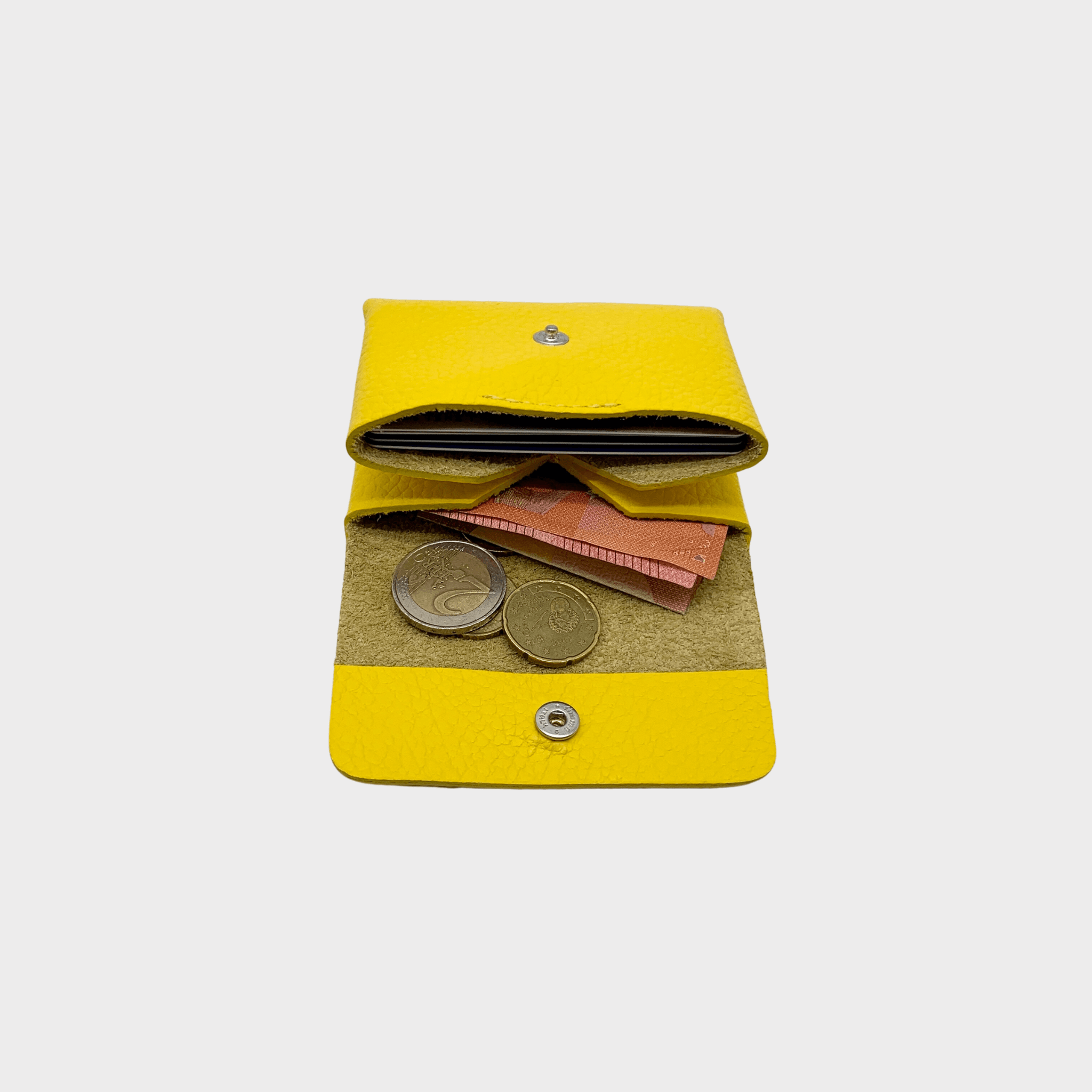 Gelbes Leder Portemonnaie Unisex, Leder Geldbeutel, Leder Geldbörse klein, Mini Wallet, mini, Geldbörse mit kartenfach und münzfach, mini Portemonnaie mit münzfach Damen, mini Geldbörse mit münzfach Herren, Echtleder Geldbörse unisex gelb