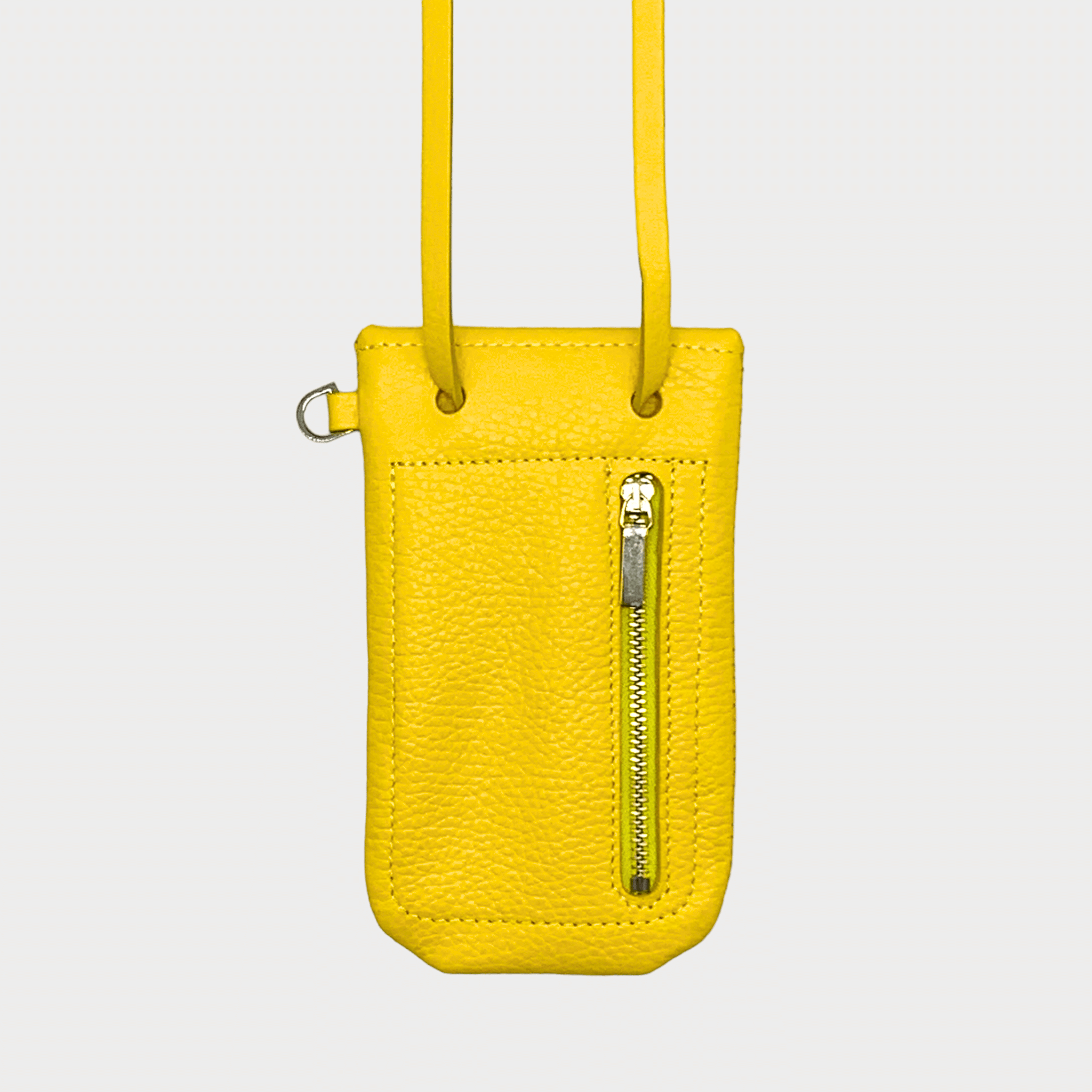 Phone bag Gelbes Leder, Handytasche zum umhängen, Handy Tasche klein, Mini Tasche Echt Leder, Telefontasche mit Geld und Kartenfach, Handytasche mit Geldfach, Echtleder Tasche klein, Gelbes Leder, Premium Ledertasche, Designer Handy Tasche Gelbes Leder, Yellow Phone bag with wallet