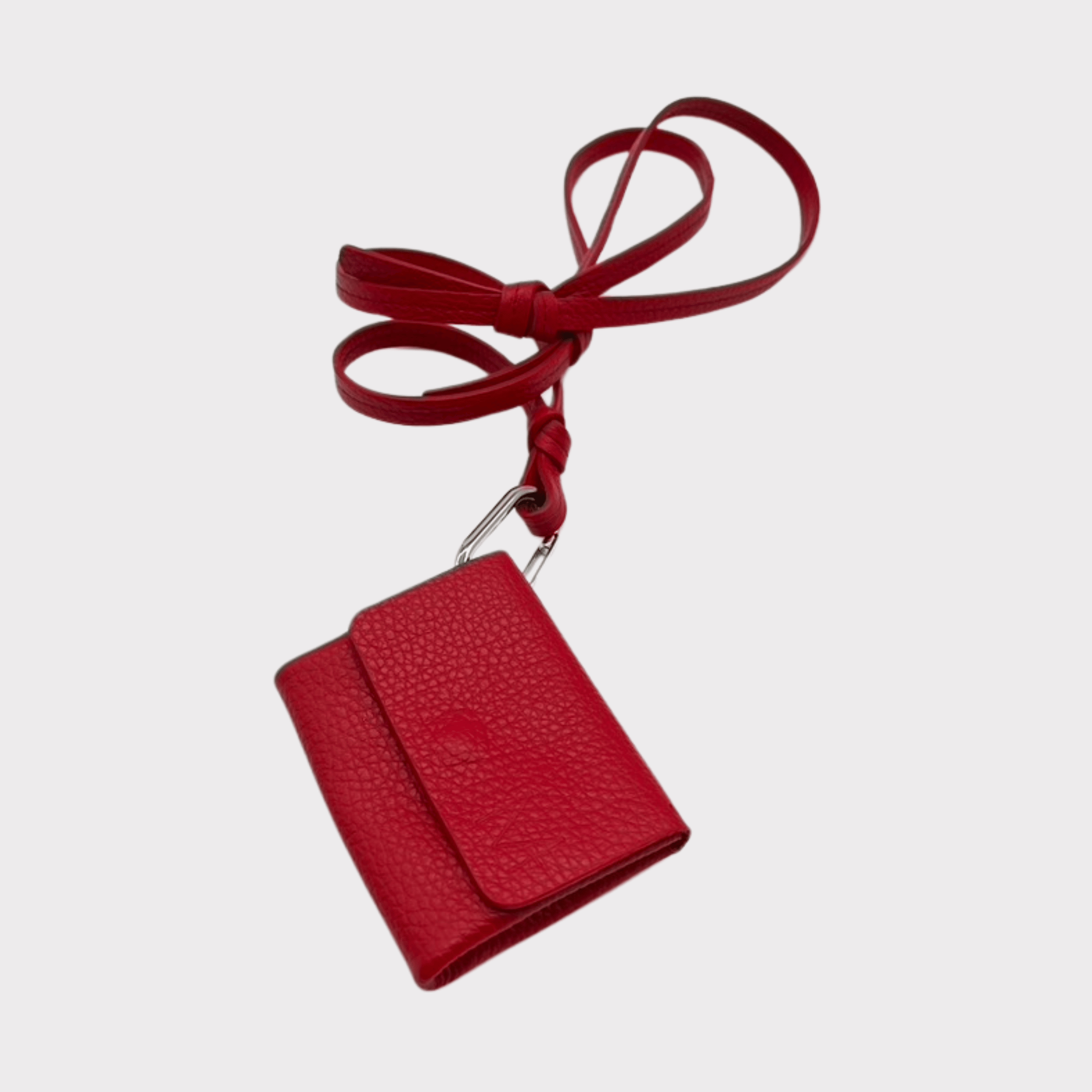 Rotes Leder Mini Wallet Lanyard – Unisex Geldbeutel zum Umhängen, praktisches und stilvolles Lederportemonnaie für sicheren und bequemen Transport Ihrer wichtigsten Karten und Bargeld.