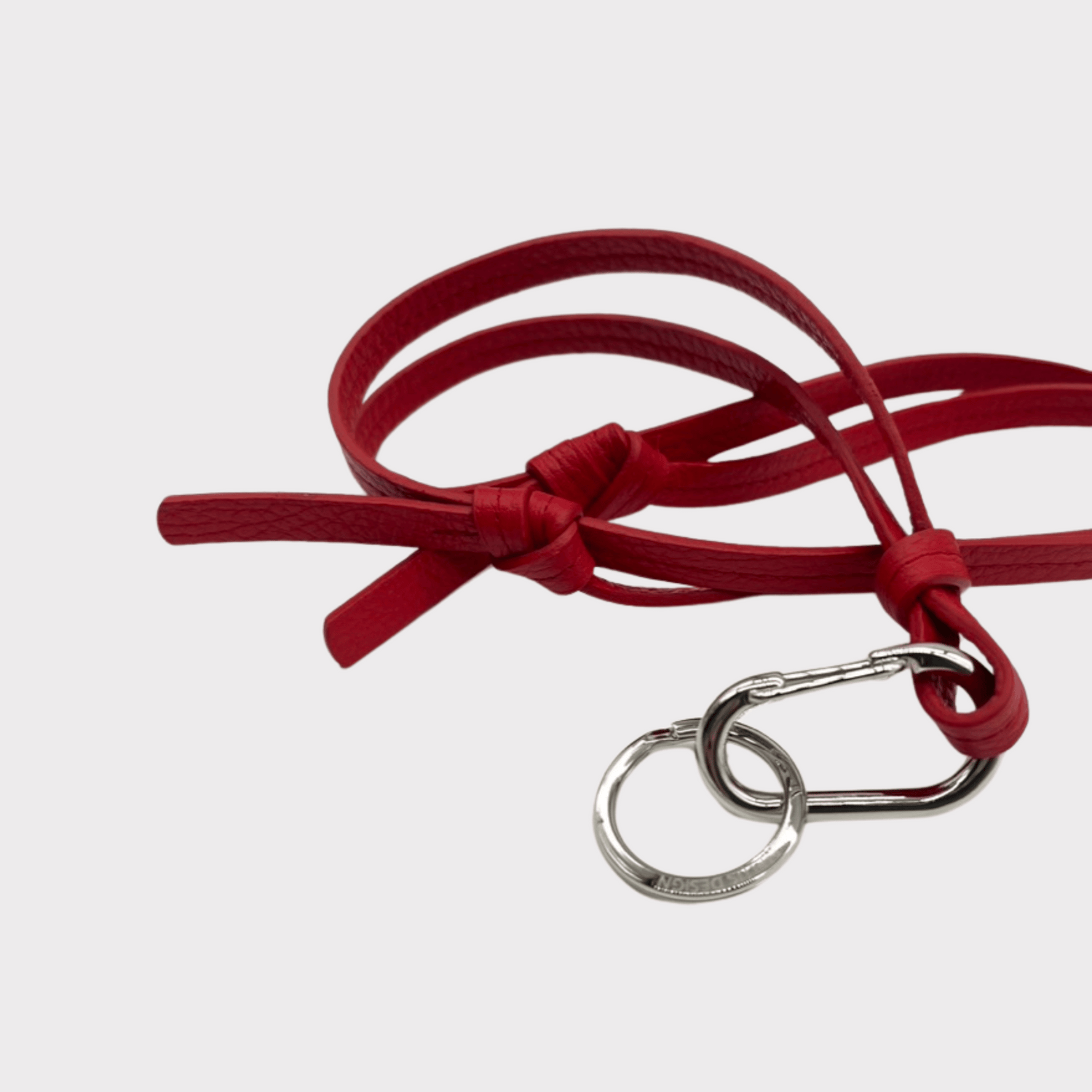 rotes Leder Schlüsselband mit silbernem Karabiner