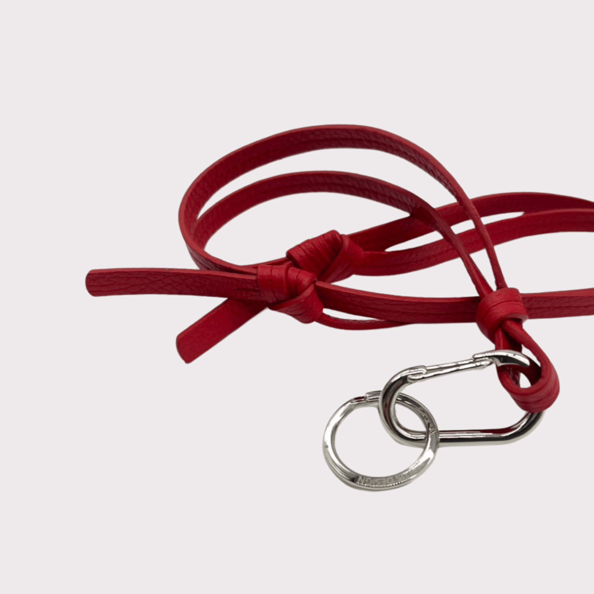 rotes Leder Schlüsselband mit silbernem Karabiner