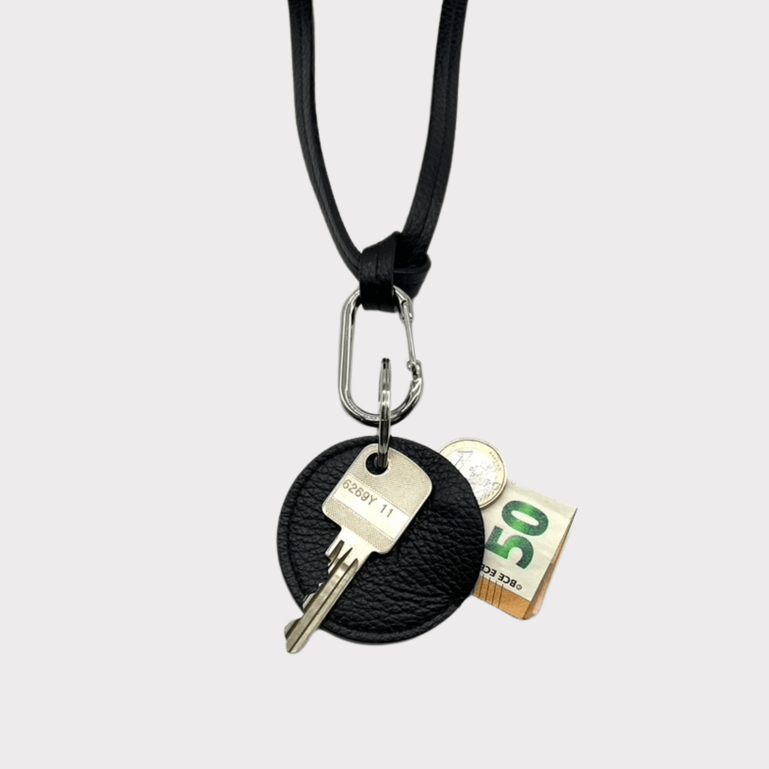 Mini wallet zum umhängen, Schwarzes Leder Schlüsselband, Leather lanyard for keys, leather lanyard Phone