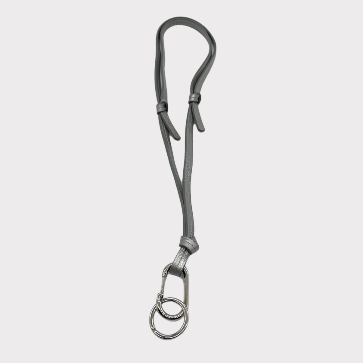 silbernes Leder Schlüsselband mit silber Karabiner