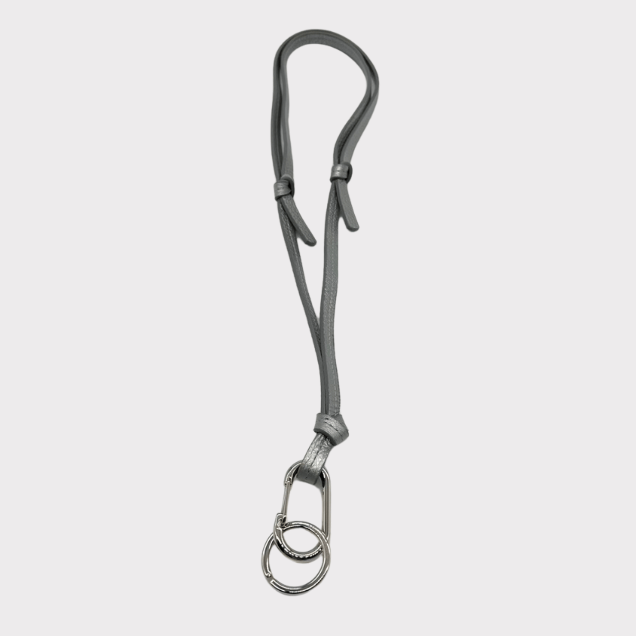 silbernes Leder Schlüsselband mit silber Karabiner