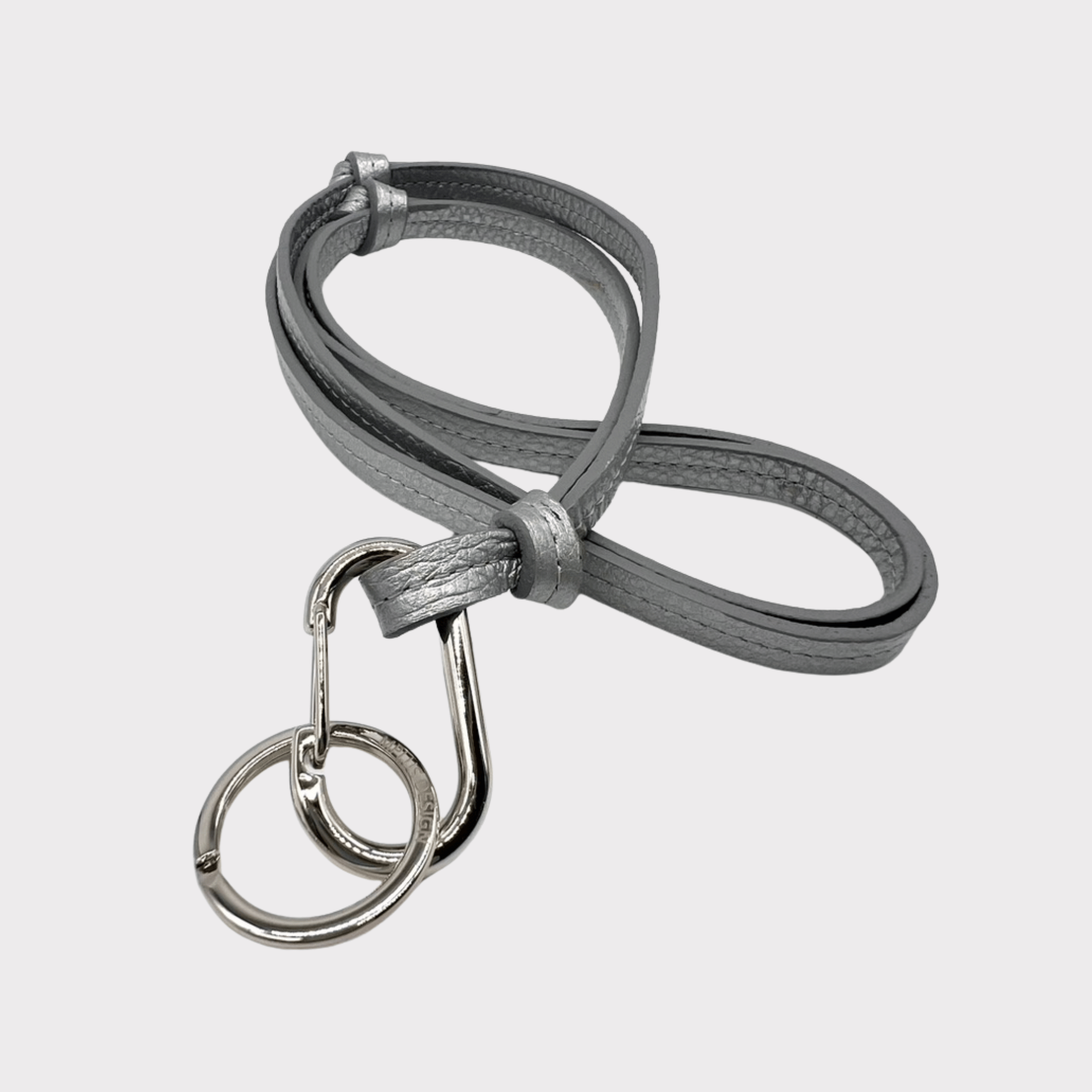 silbernes Leder Schlüsselband mit silber Karabiner