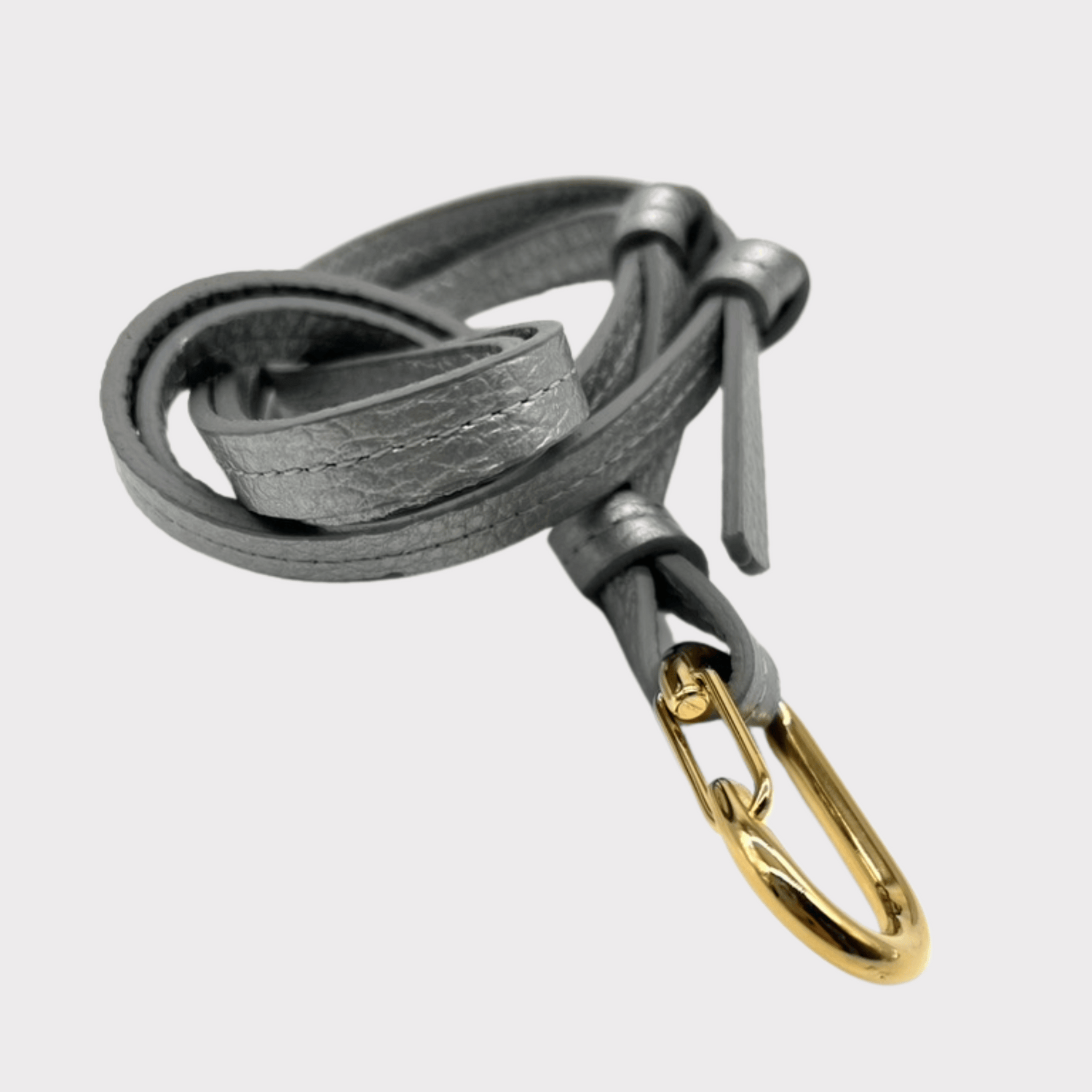 silbernes verstellbares Leder Trageband mit goldenem Karabiner