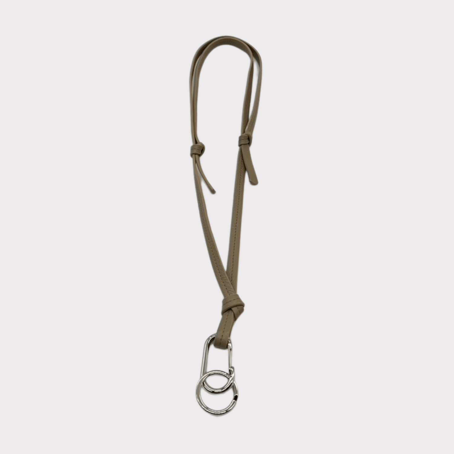 hochwertiges, flaches LederSchlüsselband mit silber Karabiner