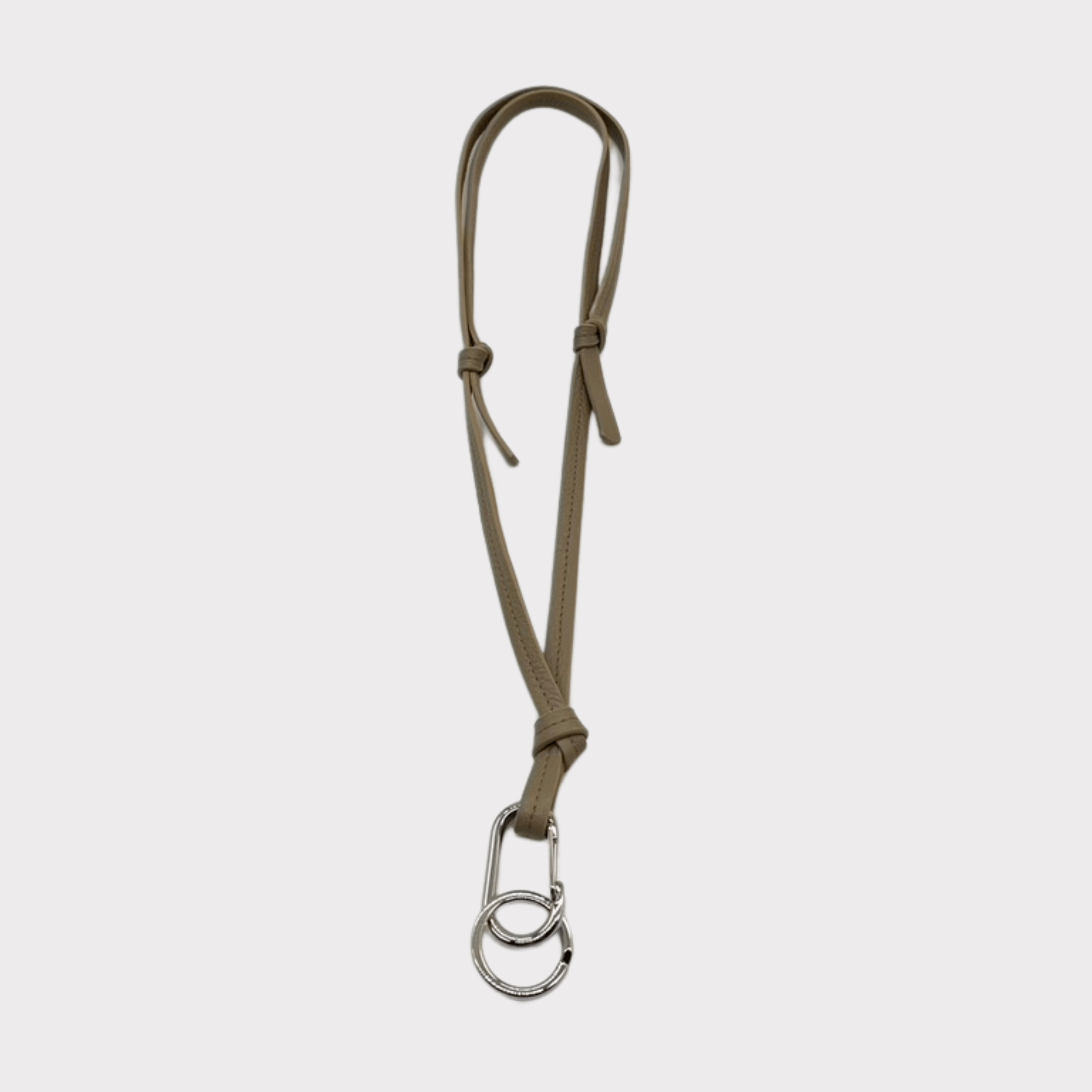 hochwertiges, flaches LederSchlüsselband mit silber Karabiner