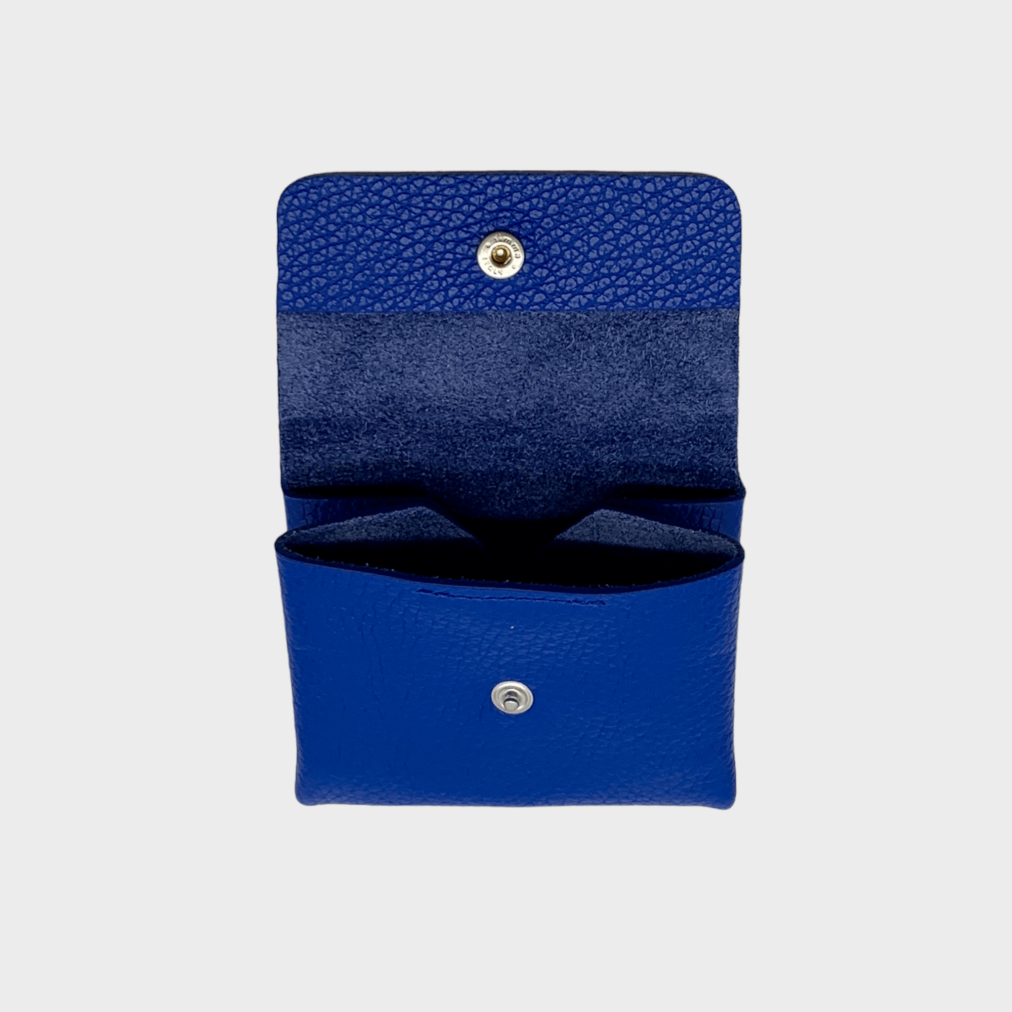 Mini wallet Leder blau geöffnet