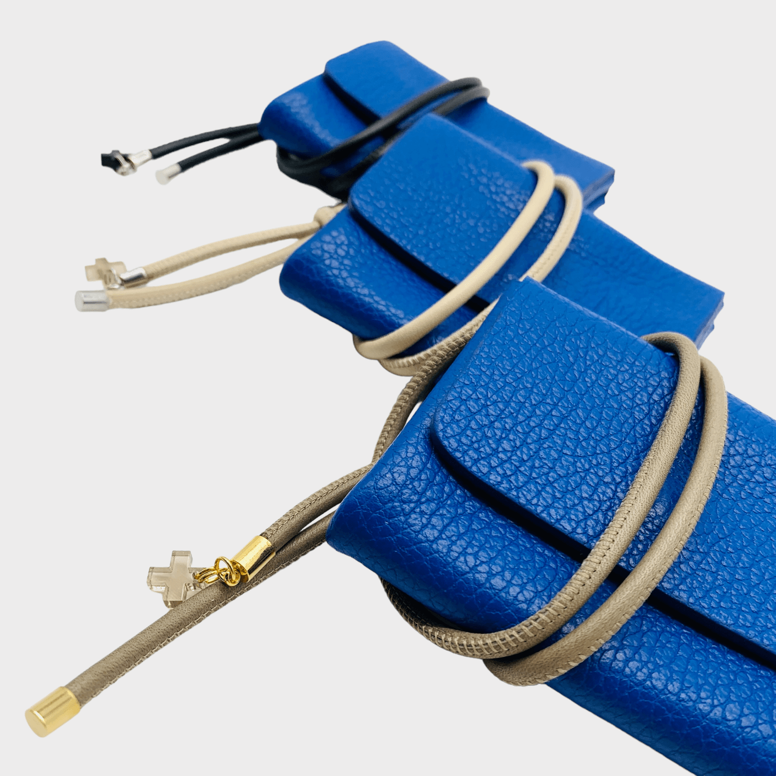 Mini wallet blaues Leder mit Trageriemen, blue leather wallet, Ledergeldbeutel Herren & Damen, Münzgeldbeutel, Kartenetui mit Münzfach, Ledergeldbeutel, blaues leder portemonnaie, rundgesäumtes Nappa Lederband