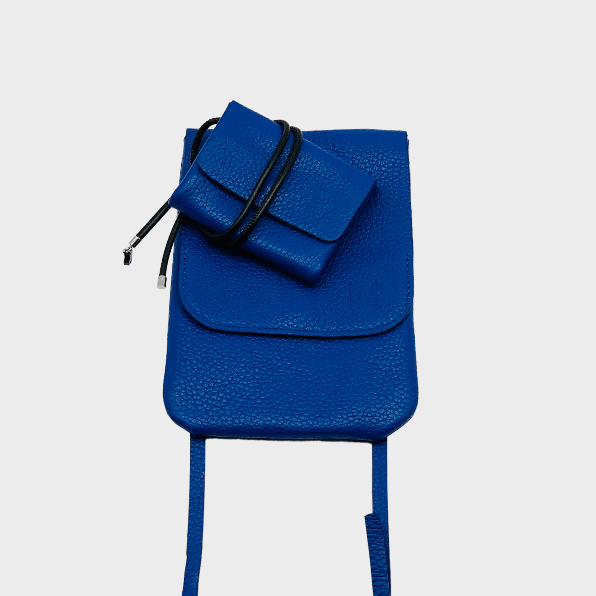 Mini wallet blaues Leder mit Trageriemen, blue leather wallet, Ledergeldbeutel Herren & Damen, Münzgeldbeutel, Kartenetui mit Münzfach, Ledergeldbeutel, blaues leder portemonnaie, rundgesäumtes Nappa Lederband, kombinierbar mit belt bag 1.1