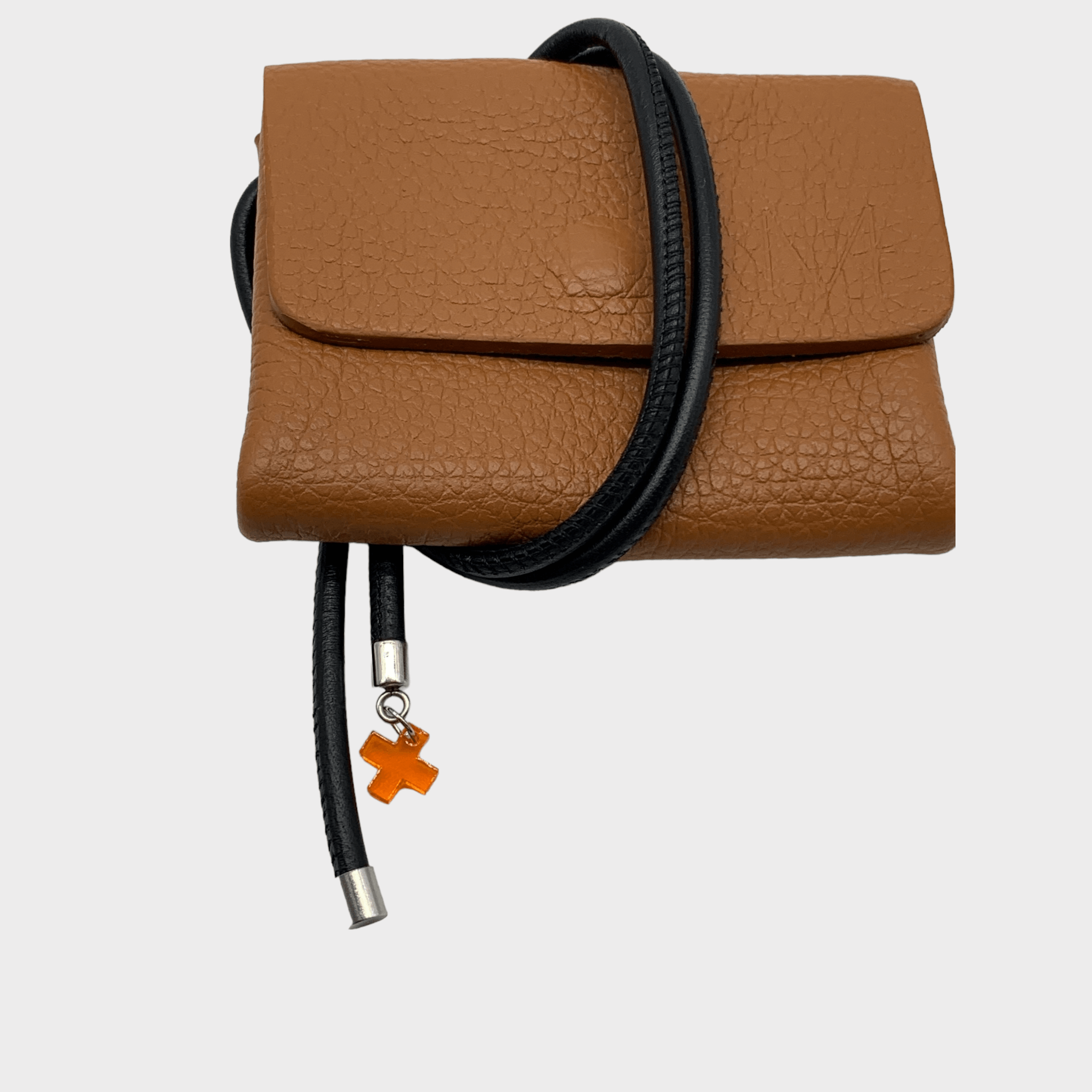 Mini wallet cognac Leder mit Trageriemen, cognac leather wallet, Ledergeldbeutel Herren & Damen, Münzgeldbeutel, Kartenetui mit Münzfach, Ledergeldbeutel, cognac leder portemonnaie, rundgesäumtes Nappa Lederband