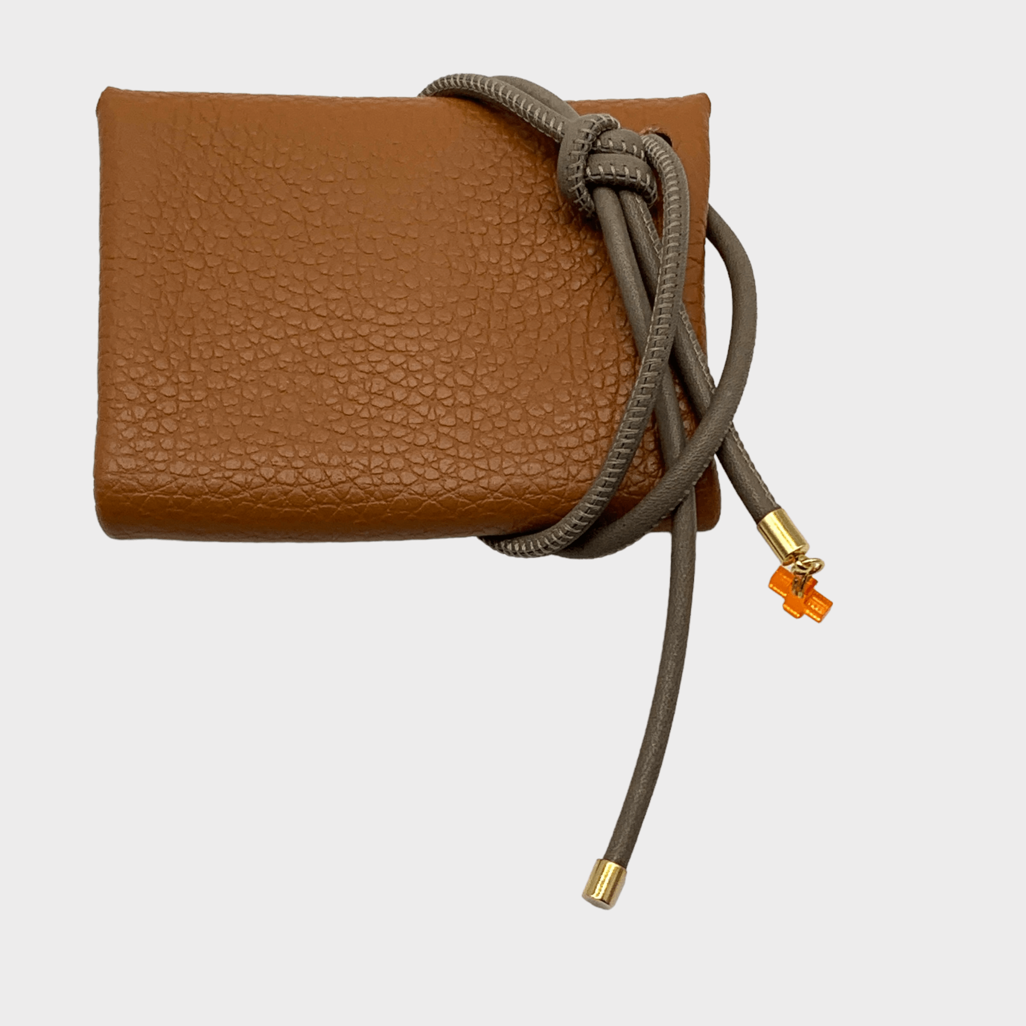 Mini wallet cognac Leder mit Trageriemen, cognac leather wallet, Ledergeldbeutel Herren & Damen, Münzgeldbeutel, Kartenetui mit Münzfach, Ledergeldbeutel, cognac leder portemonnaie, rundgesäumtes Nappa Lederband