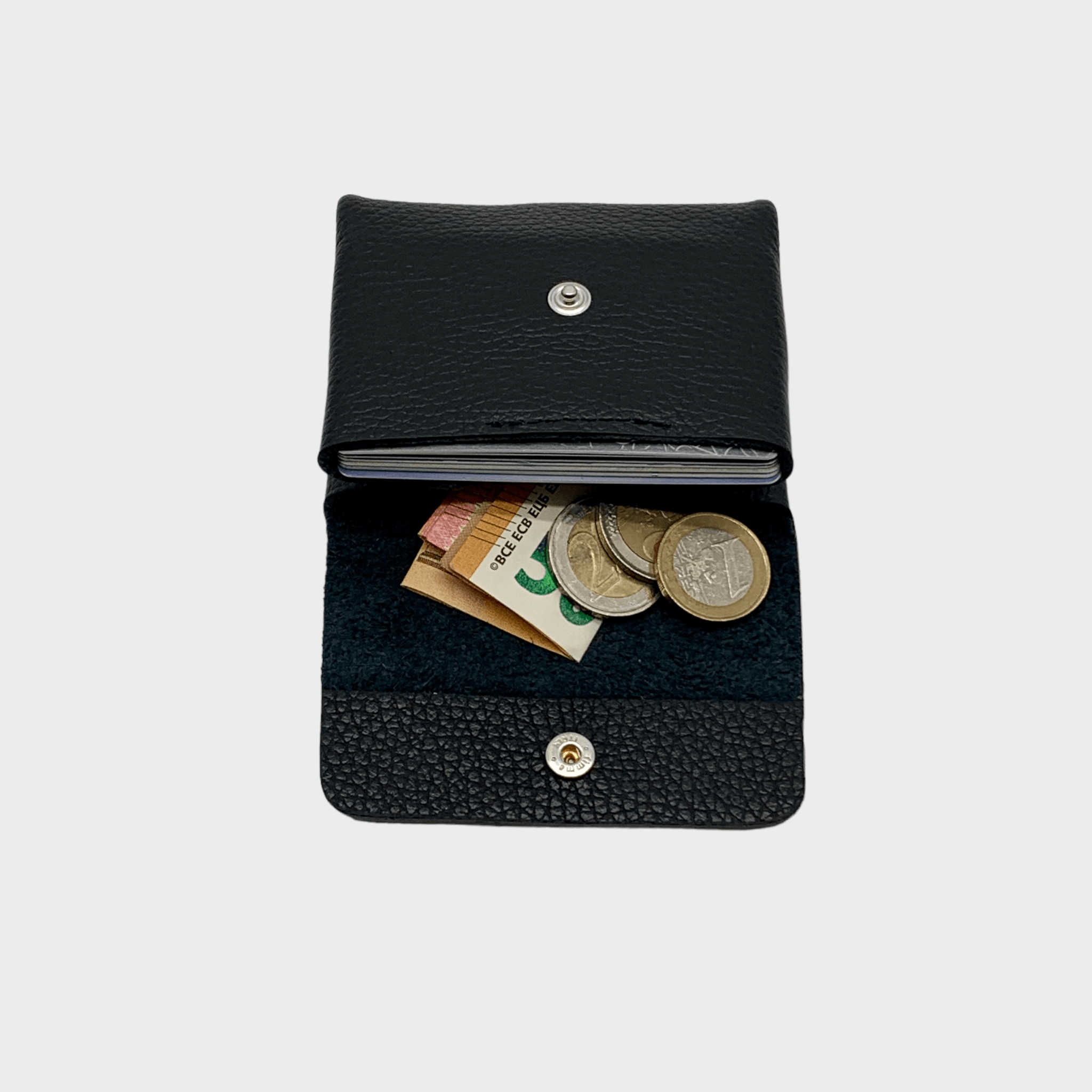 Schwarzes Leder Portemonnaie Unisex, Leder Geldbeutel, Leder Geldbörse klein, Mini Wallet, mini, Geldbörse mit kartenfach und münzfach, mini Portemonnaie mit münzfach Damen, mini Geldbörse mit münzfach Herren, Echtleder Geldbörse unisex schwarz