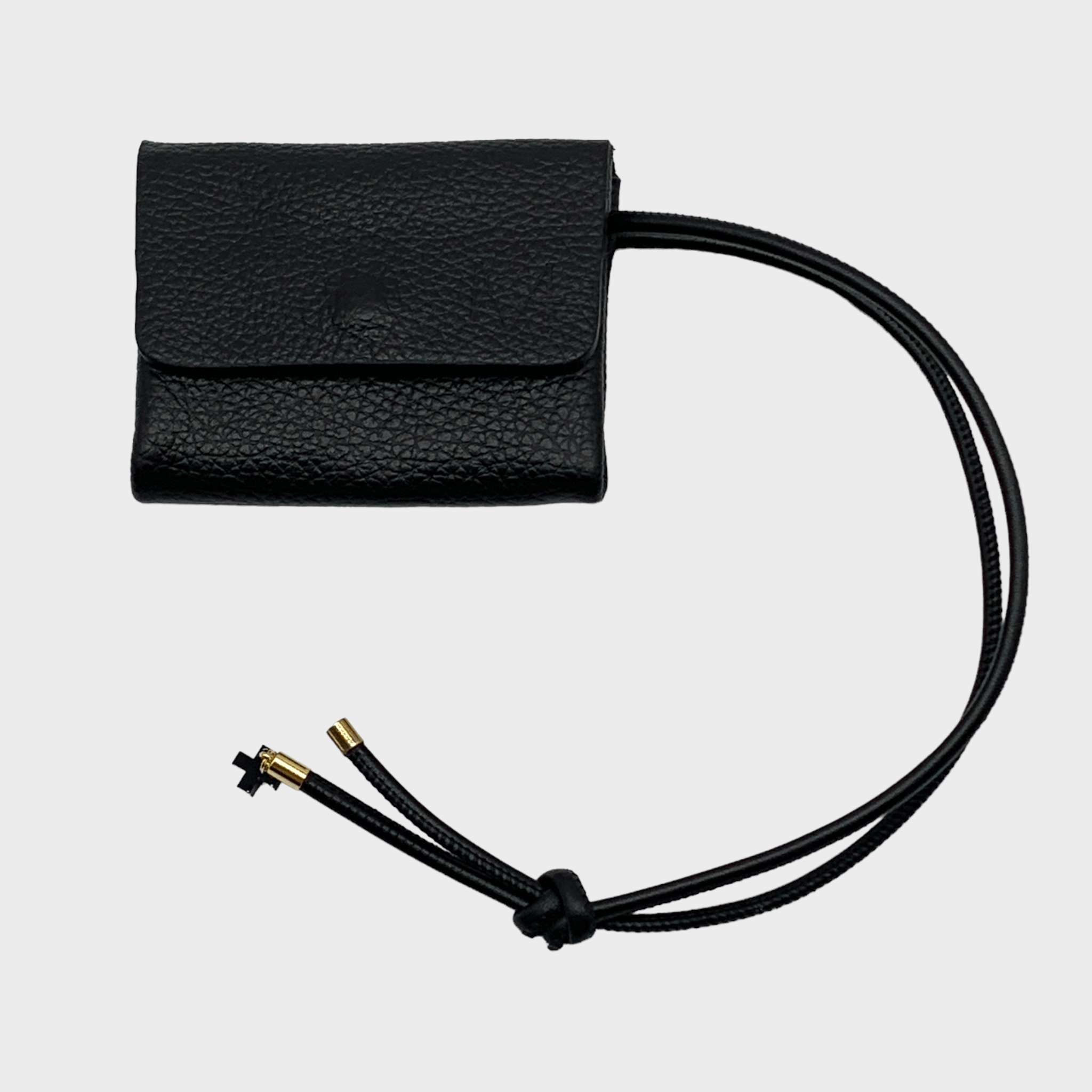 Mini wallet schwarz Leder mit Trageriemen, black leather wallet, Ledergeldbeutel Herren & Damen, Münzgeldbeutel, Kartenetui mit Münzfach, Ledergeldbeutel, schwarzes leder portemonnaie, rundgesäumtes Nappa Lederband