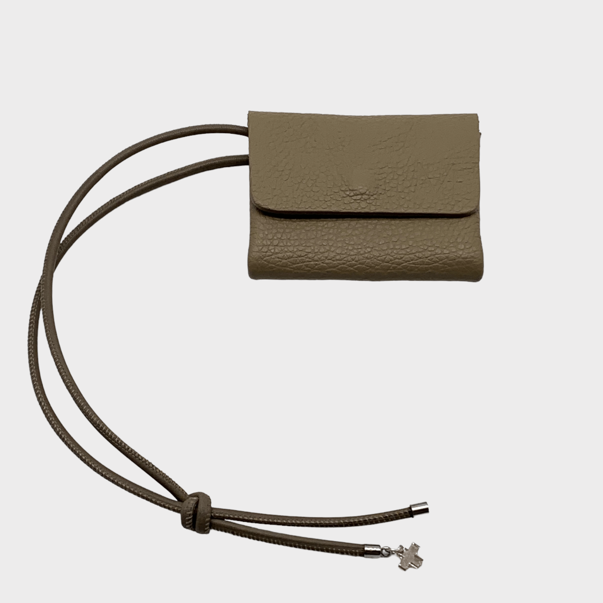 Mini wallet taupe Leder mit Trageriemen, taupe leather wallet, Ledergeldbeutel Herren & Damen, Münzgeldbeutel, Kartenetui mit Münzfach, Ledergeldbeutel, taupe leder portemonnaie, rundgesäumtes Nappa Lederband