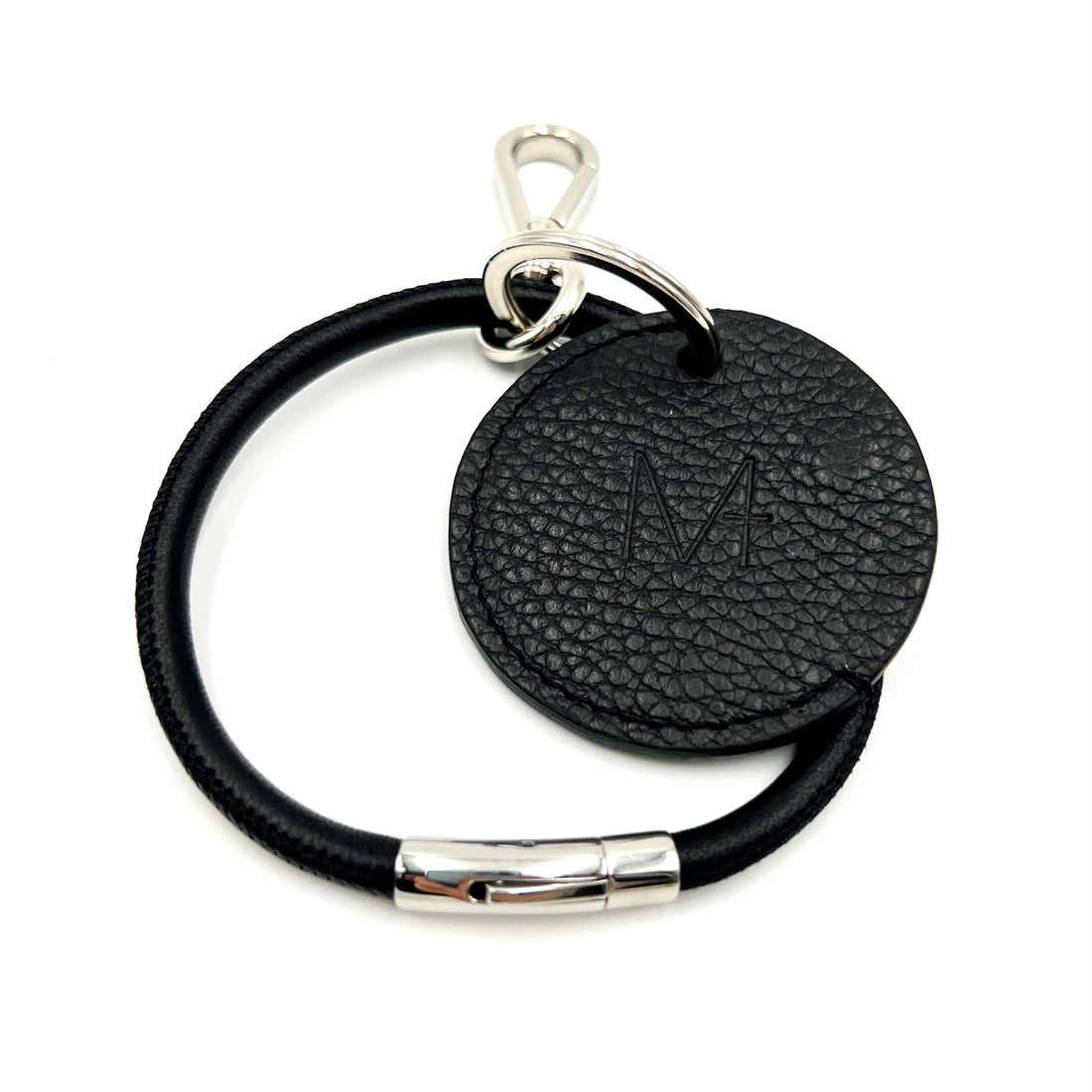 Key Bracelet Schlüsselanhänger Leder Schwarz Silber Karabiner Armband Mini Wallet Geheimfach