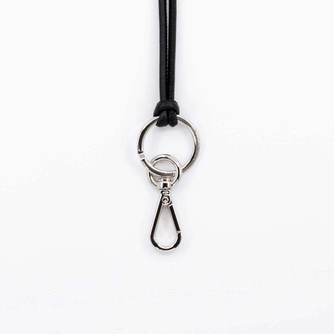 Leder Schlüsselband schwarz silber
