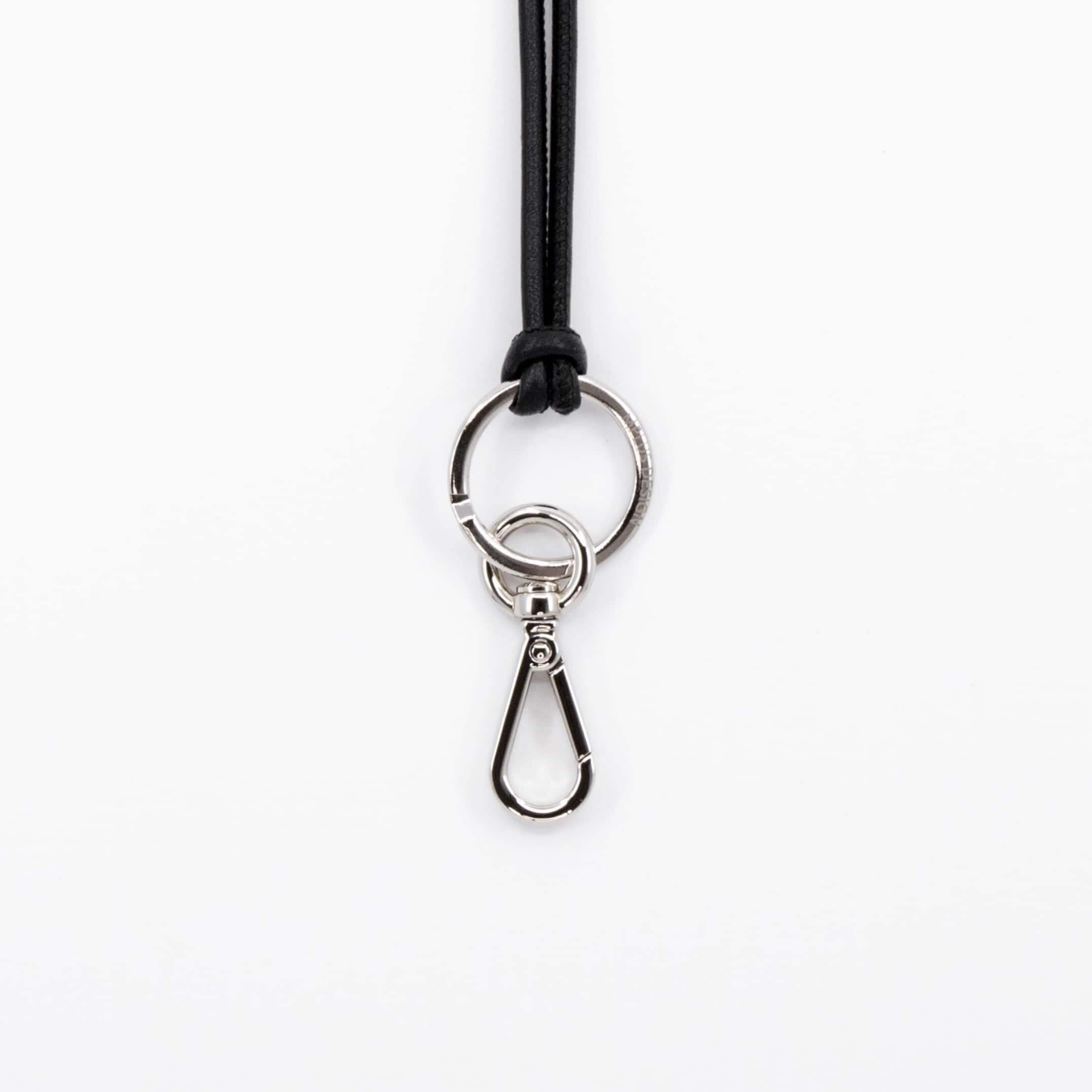 Leder Schlüsselband schwarz silber