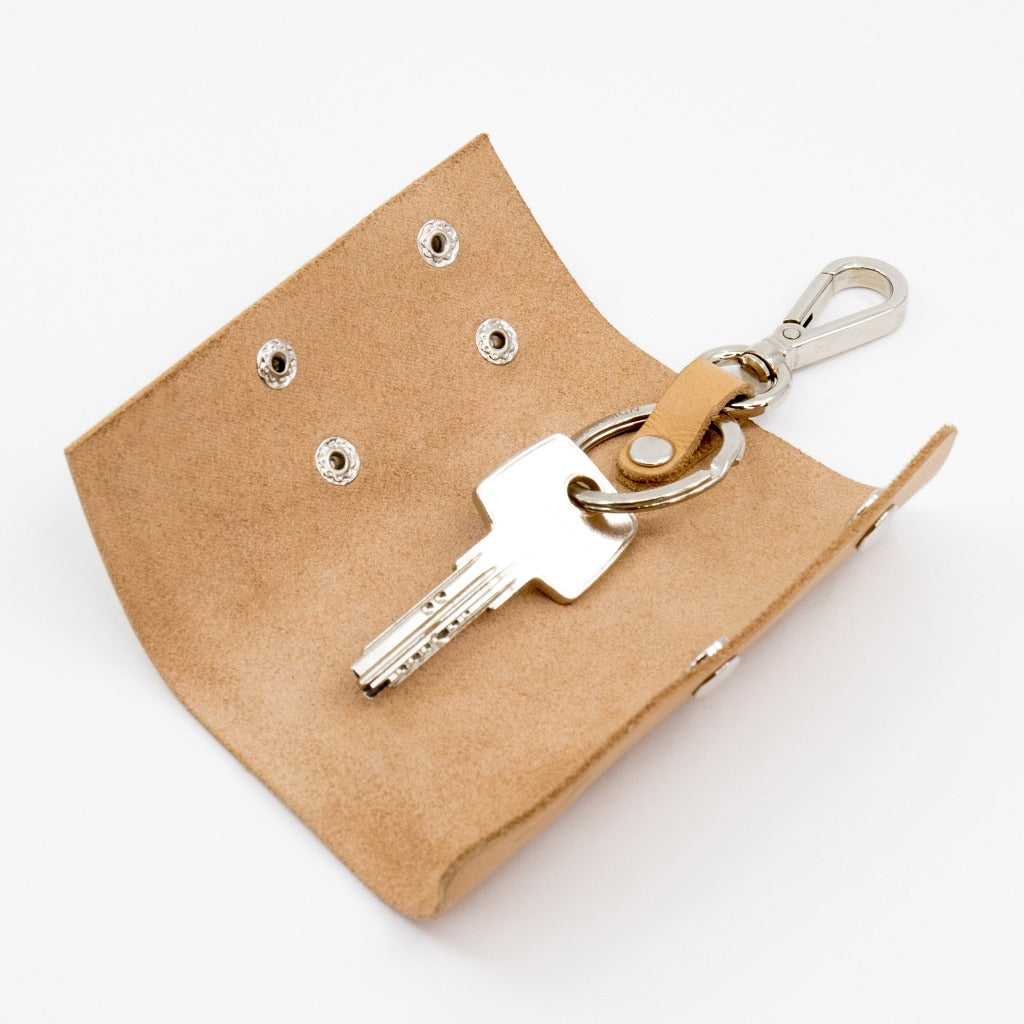 Key Cover Schlüsselhülle Leder Schlüsselanhänger Karabiner Silber