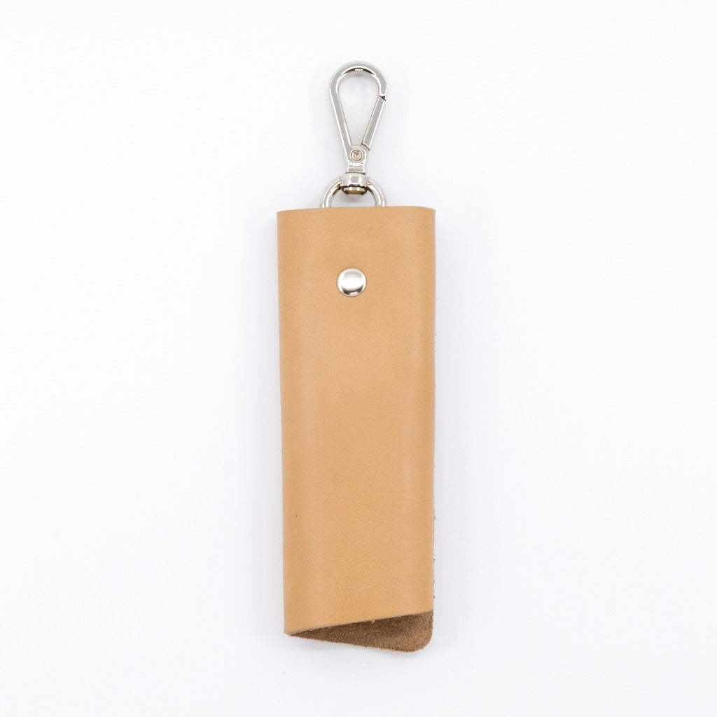 Key Cover Schlüsselhülle Natur Leder Schlüsselanhänger Karabiner Silber
