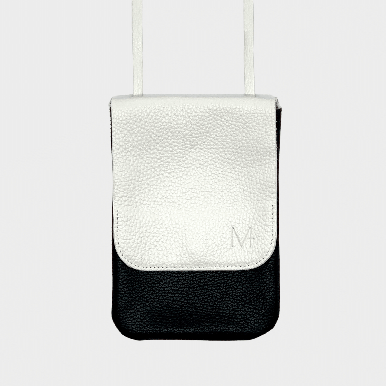 Schwarz Weiß Leder Belt Bag – MPLUS Design Umhängetasche
