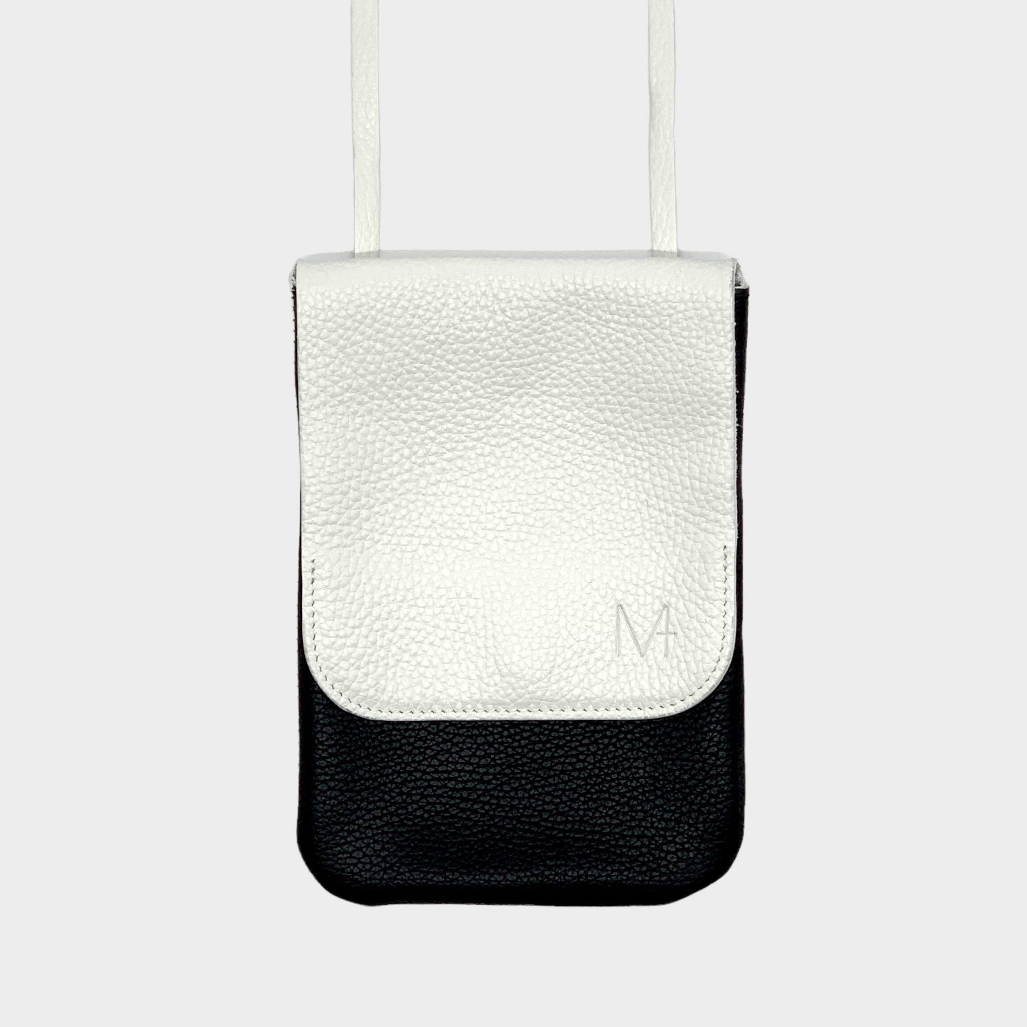 Schwarz Weiß Leder Belt Bag – MPLUS Design Umhängetasche