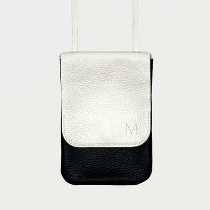 Schwarz Weiß Leder Belt Bag – MPLUS Design Umhängetasche