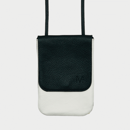Weiß Schwarz Leder Belt Bag – MPLUS Design Umhängetasche