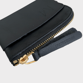 mini zipper wallet aus echtleder, ledertäschchen klein, kleines portemonnaie herren leder, kleines portemonnaie damen leder, mini geldbörse mit münzfach herren, mini geldbörse mit kartenfach und münzfach, sehr kleines portemonnaie, geldbeutel mini, ausgeh geldbeutel schwarzes Leder, goldener Reißverschluss