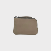 mini zipper wallet aus echtleder, ledertäschchen klein, kleines portemonnaie herren leder, kleines portemonnaie damen leder, mini geldbörse mit münzfach herren, mini geldbörse mit kartenfach und münzfach, sehr kleines portemonnaie, geldbeutel mini, ausgeh geldbeutel taupe Leder, silberner Reißverschluss