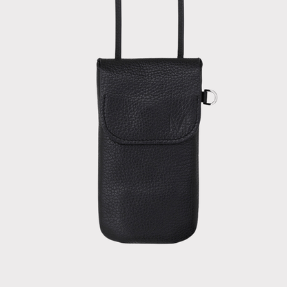 Schwarze Leder Handytasche mit Kartenfach – MPLUS Design