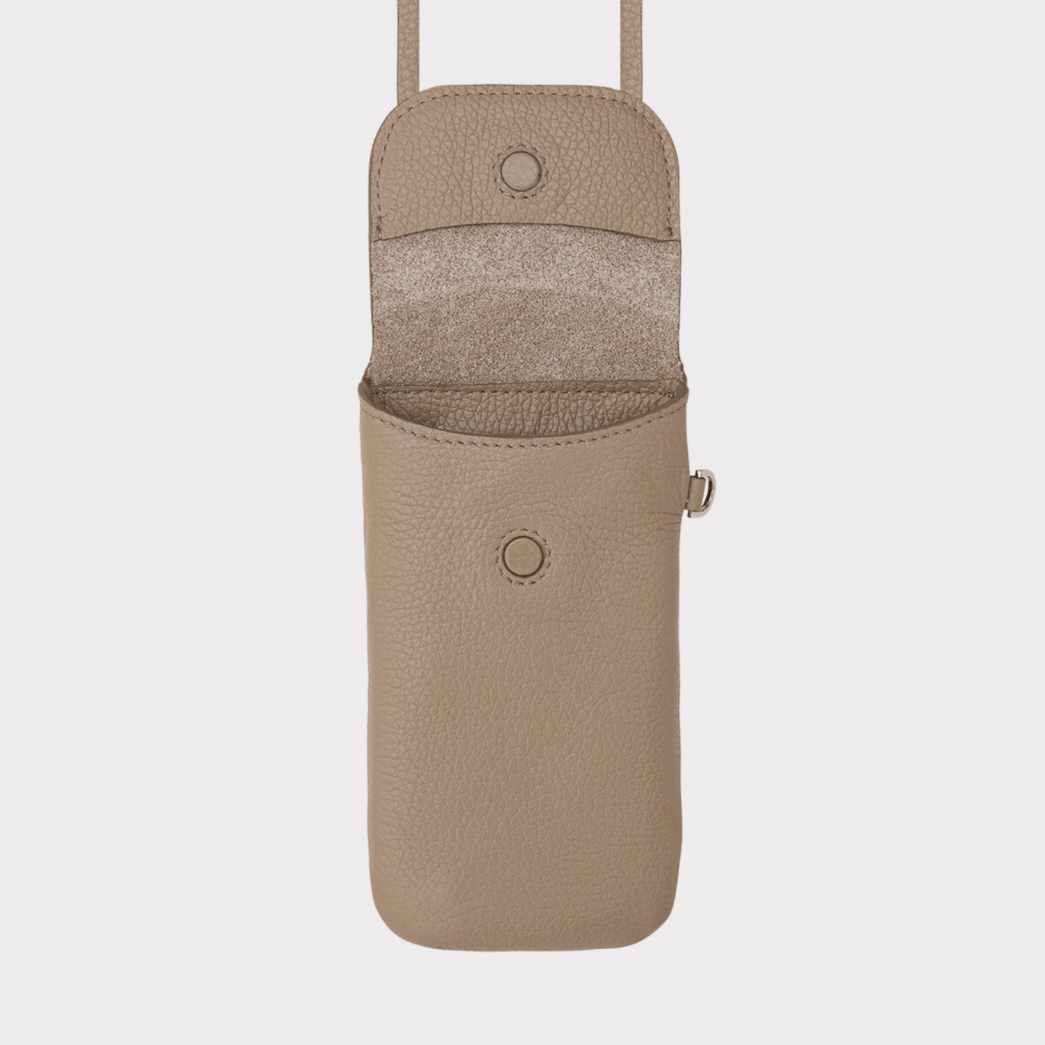 Taupe Leder Handytasche mit Magnetverschluß – MPLUS Design