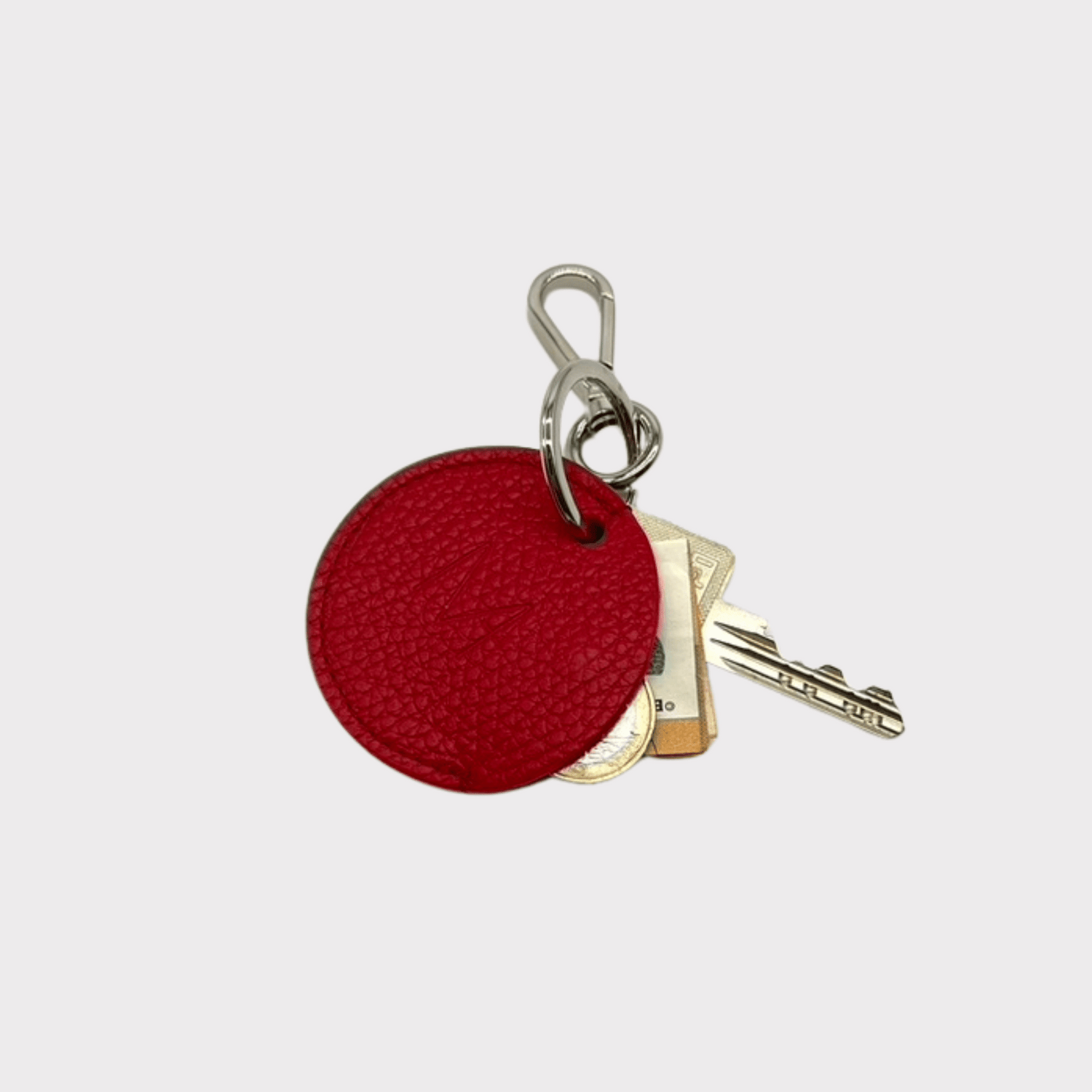 Keyring, Leder Schlüsselanhänger, Mini Geldbeutel, Schlüsselanhänger mit Münzfach, Roter Lederanhänger für Apple AirTag, Schlüssel tracker Hülle