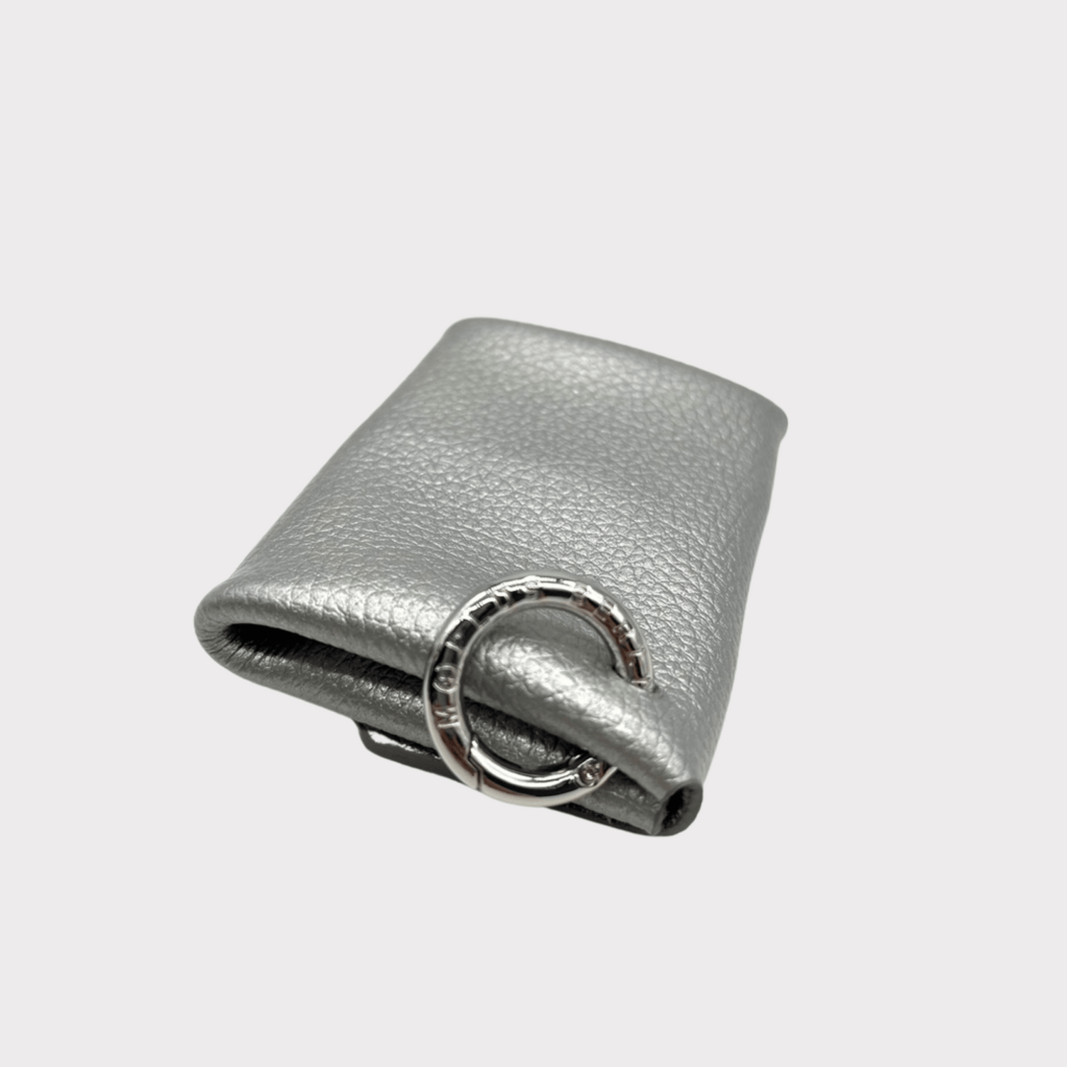 Silber echt Leder Geldbörse, Kleiner Geldbeutel, Kartenetui, Mini Portemonnaie, Karten- und Geldfächer, Schnappring und Label, nachhaltig gefertigt, Berliner Design