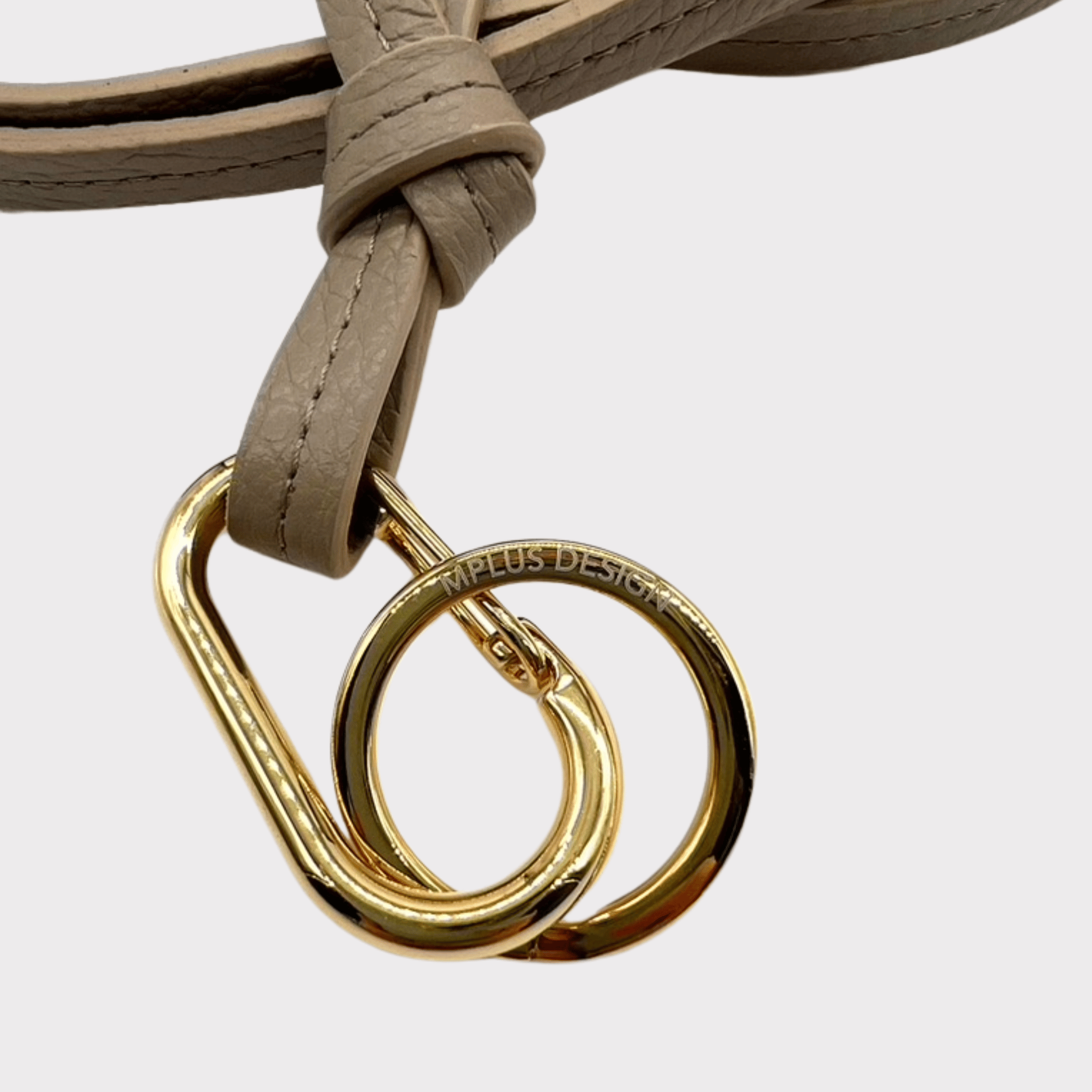 Taupe Lederband mit goldenem Karabiner