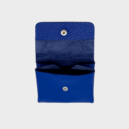 Mini wallet Leder blau geöffnet
