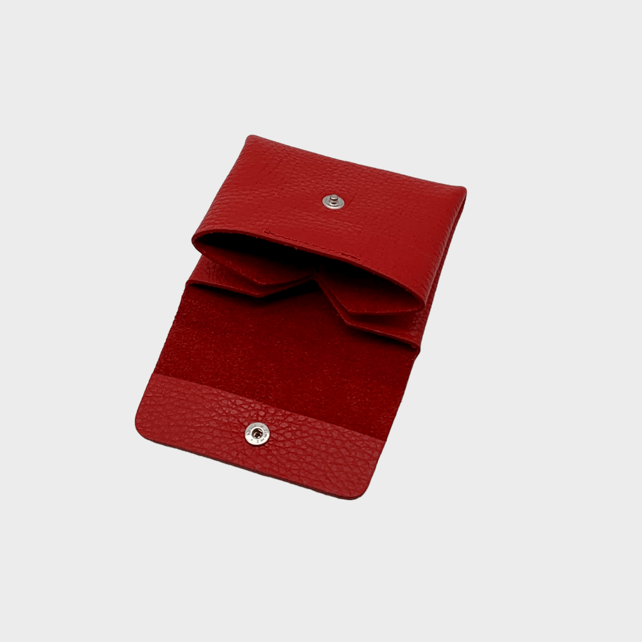 Mini wallet Leder rot geöffnet 