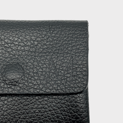 Mini wallet leder schwarz logo