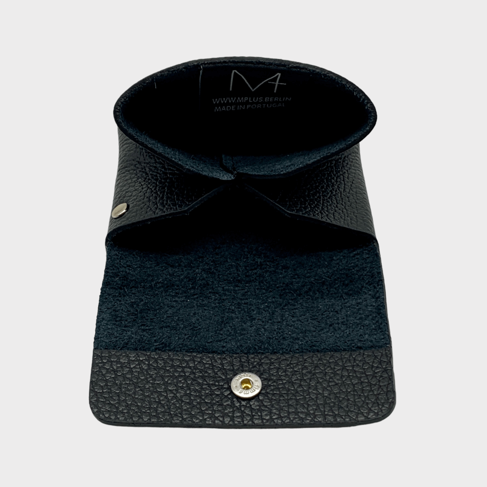 Mini wallet Leder schwarz Innenansicht zwei Fächer