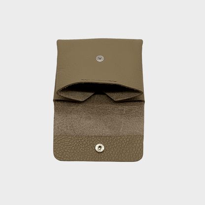 Mini wallet Leder Taupe geöffnet