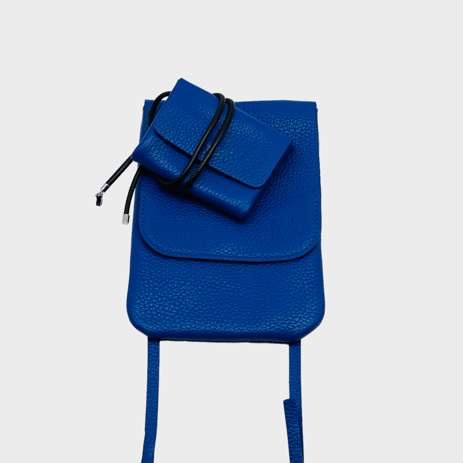 Mini wallet blaues Leder mit Trageriemen, blue leather wallet, Ledergeldbeutel Herren &amp; Damen, Münzgeldbeutel, Kartenetui mit Münzfach, Ledergeldbeutel, blaues leder portemonnaie, rundgesäumtes Nappa Lederband, kombinierbar mit belt bag 1.1 