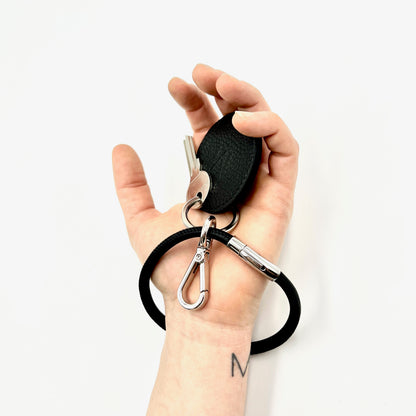 Key Bracelet Schlüsselanhänger Leder Schwarz Silber Karabiner Armband Mini Wallet Geheimfach