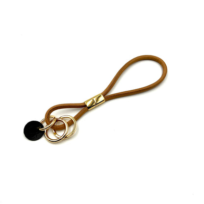 Key Bracelet Schlüsselanhänger Leder teilbar Armband Trageschlaufe Autoschlüssel Schlüssel Accessoire Mandel Gold